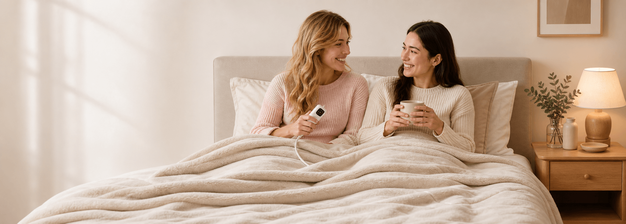 Electric heating products in a warm bedroom setting