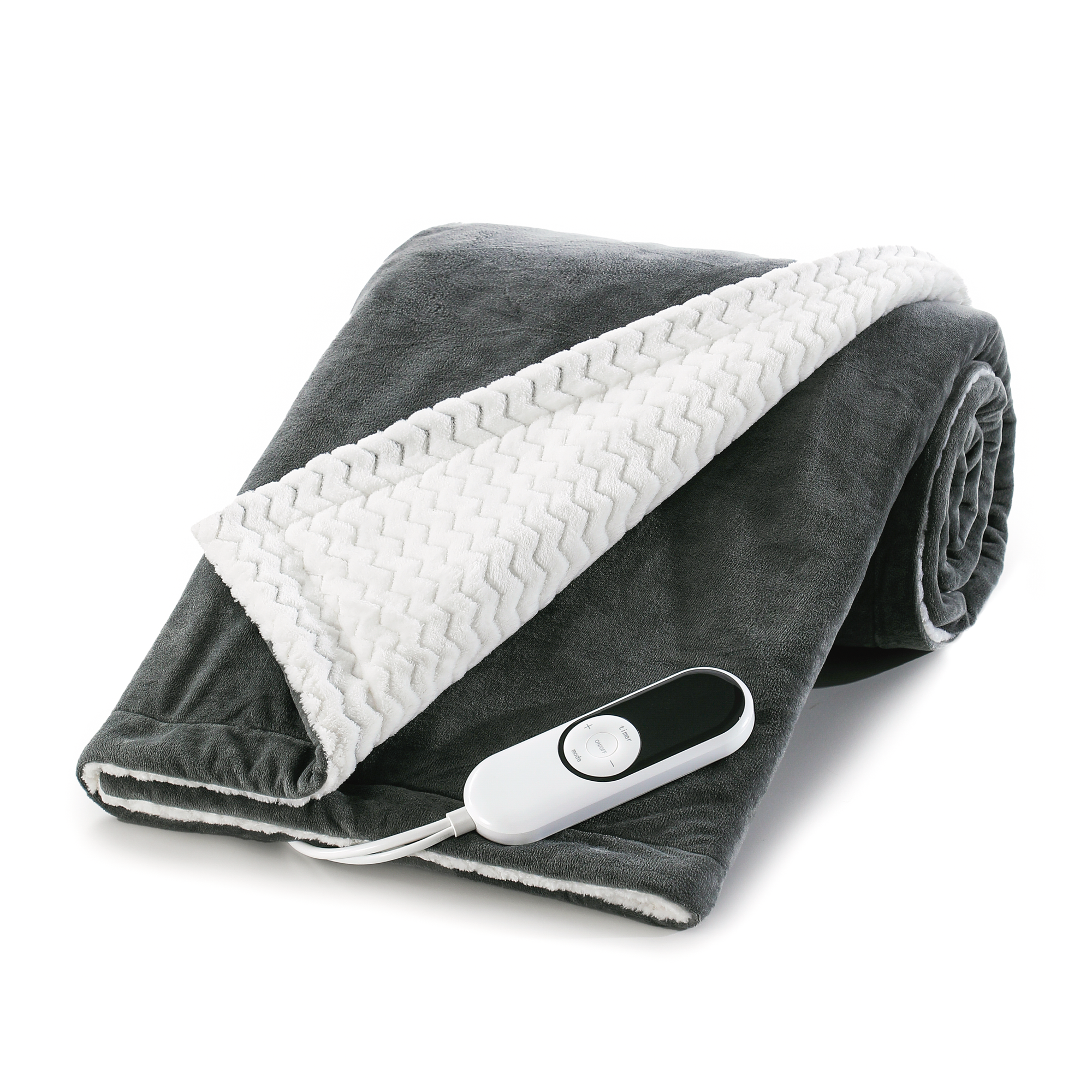 Grey Ultra-Soft & Wave Sherpa Heated Throw