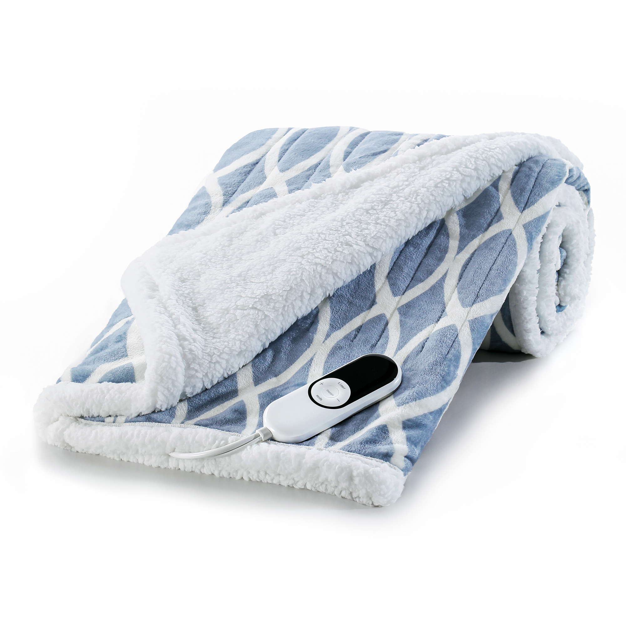Printed Flannel & Sherpa Heated Throw