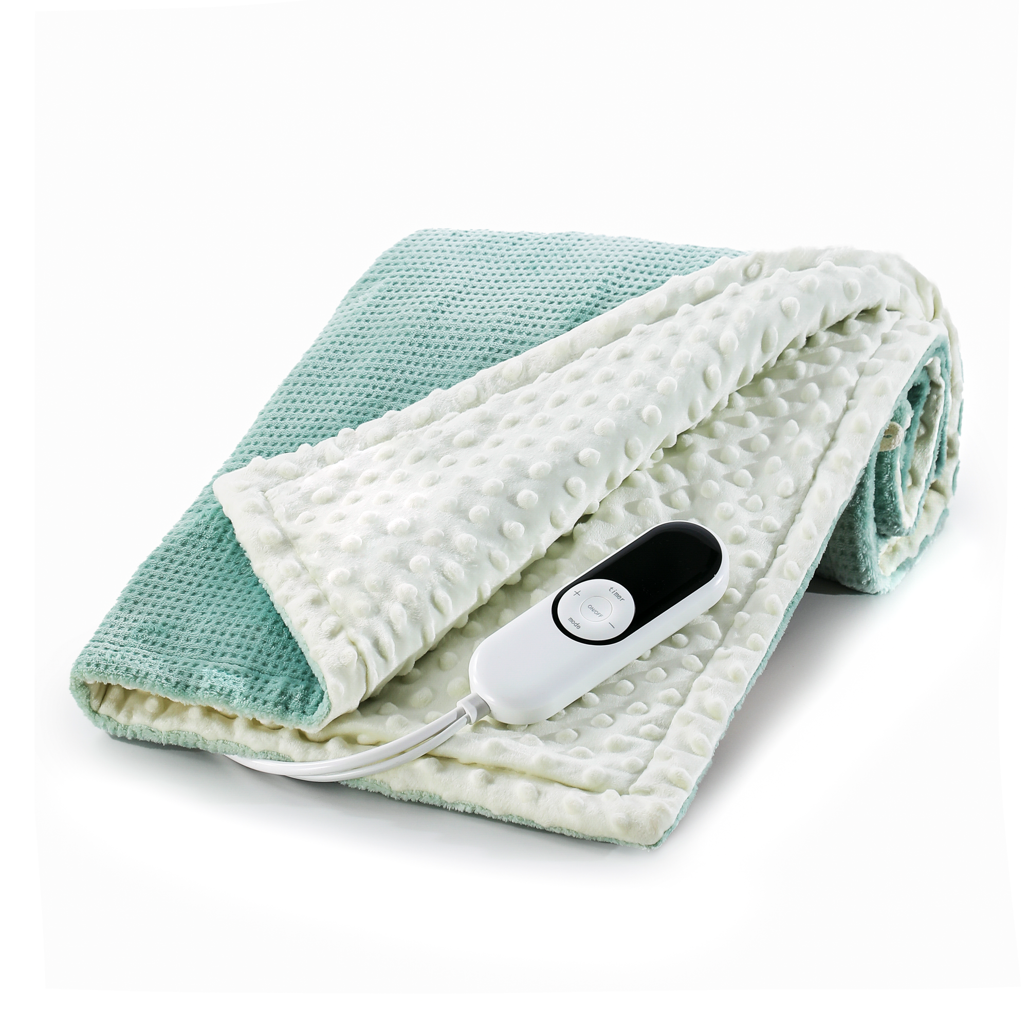 Waffle Fleece & Dot Texture Heated Throw